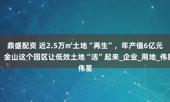 鼎盛配资 近2.5万㎡土地“再生”，年产值6亿元！金山这个园区让低效土地“活”起来_企业_用地_伟星