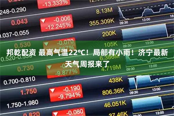 邦乾配资 最高气温22℃！局部有小雨！济宁最新天气周报来了